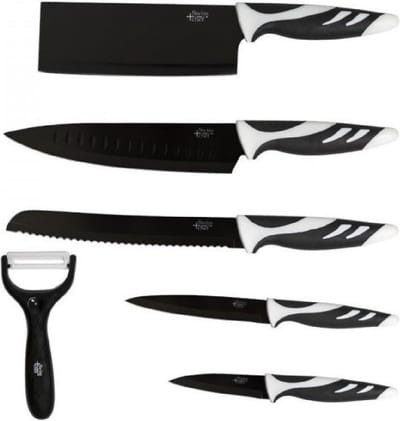 Set van 6 hoogwaardige keukenmessen. Professionele messen in Zwitserse stijl Kleur: wit of zwart. Zwitserse chef-kok van Cecotec