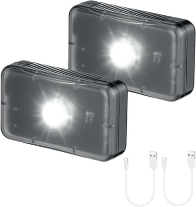 2-Pack Draadloze Oplaadbare LED Sensorverlichting voor Motorkofferbak en Viskist, Ideaal voor Autoconsole, Bezorgtas en Opbergkast met Kantelsensor en Type-C Aansluiting