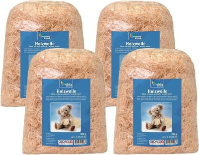 Naturel houtwol 500 gram - 4x - Vulmateriaal voor wijnkisten, kerstpakketten, cadeauverpakkingen en fruitmanden