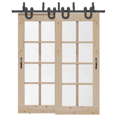 vidaXL - Doos - met - onderdelen - voor - schuifdeur - 200 - cm - staal - zwart