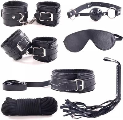 Erodit® Bondage Set - Zwart - 7-delig - BDSM - Seksspeeltjes - Erotiek - Mannen - Vrouwen - Koppels