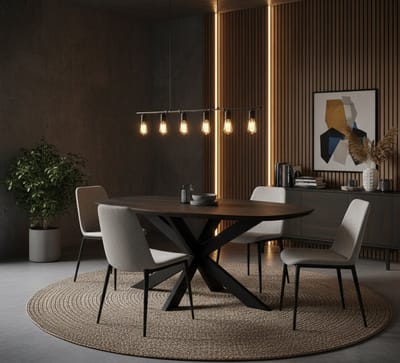 Eettafel Deens Ovaal Bruin Mangohout - 180x100 cm - Zwart - Novihome