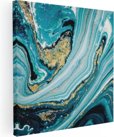 Artaza Canvas Schilderij Marmer Goud - 30x30 cm - Klein - Muurdecoratie Abstract - Wanddecoratie Woonkamer - Kamer Accessoires