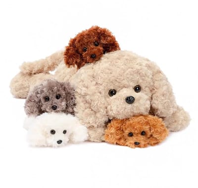 Pluche hond - 60 cm - Grote hond mama met 4 baby's binnen - Kawaii pluche speelgoed - Cadeau voor kinderen, vriendin, verjaardagsdecoratie