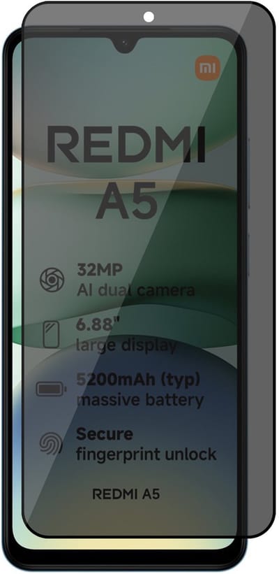 Privacy Screenprotector geschikt voor Xiaomi Redmi A5 4G / POCO C71 4G - Volledig Dekkend Glas Screen Protector