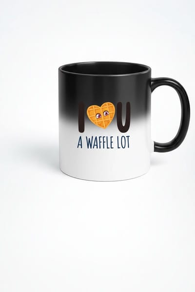 Magische Mok 'I  U A Waffle Lot' - Warmtegevoelige Liefdesmok met Grappige Wafel | Valentijnscadeau