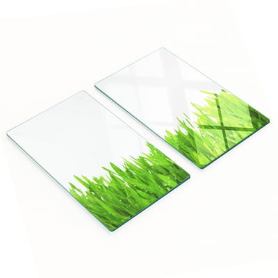 Set van gehard glazen keukenplanken met graspatroon 2x30x52 cm