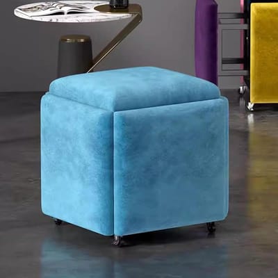Stapelbare Poef - Zitkubus Kruk - Multifunctioneel Zitten - 5-in-1 Ontwerp - 35 cm - Blauw