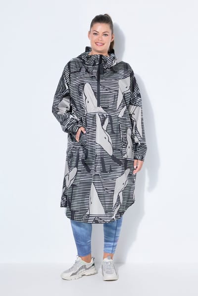 Laurasøn - Dames - Functionele regencape unisex print capuchon - Riet - Maat 1