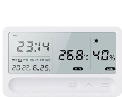 Luchtkwaliteitsmeter Interieur - Digitaal Klimaatdisplay - Binnenklimaat Monitoren - Geavanceerde Vochtbewaking - Temperatuur Vochtigheid - Wit