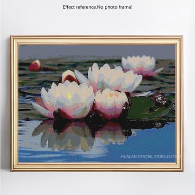 Diamantmozaïek Lotus 5D DIY Diamond Painting Borduursteentjes Bloem Decor 20X30CM gray