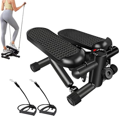 Mini Stepper - Cardio Trainer - Thuis Trainen - Met Weerstandsbanden - N.v.t. - Zwart