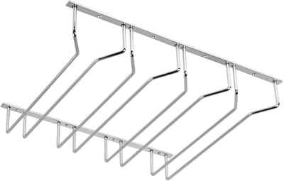 SOTECH Glazenhouder voor 4 rijen glazen 460 x 355 x 70 mm Chroom gepolijst Rail voor glazen voor onderconstructie op Kastplanken of randen