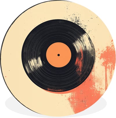 WallCircle - Wandcirkel - Muurcirkel - Vinylplaat - Zwart - Verfspatten - Retro - Aluminium - Dibond - 30x30 cm - Binnen en Buiten