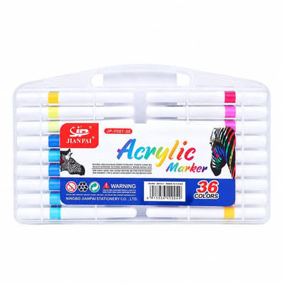 Acrylmarkers - 36 stuks - Kleuren in lagen, geurarm en op waterbasis - Enkelzijdige ronde punt voor tekenen en decoreren - Geschenkdoos
