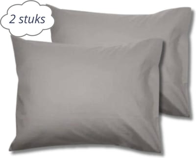 Droomtextiel Kussenslopen 60x70 cm Licht Grijs Set Van 2 Stuks - Hotelkwaliteit - 100% Hoogwaardige Katoen