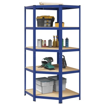 vidaXL Hoekrek 5-laags staal en bewerkt hout blauw