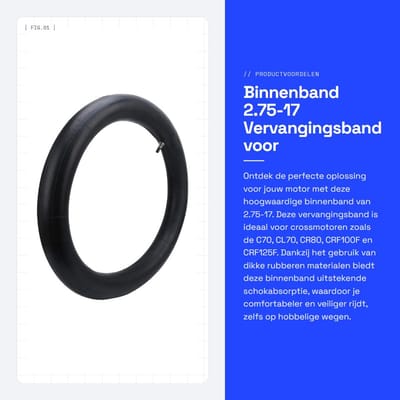 Dailygoods- Binnenband 2.75-17 - Vervanging Binnenband - Schokabsorberend - Ventielgasmondstuk - Explosieveilig - Eenvoudige Installatie - Motorband