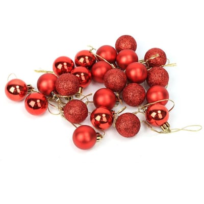 24 stuks Kerstboom Decoratie Bal Kerstbal Hangen Huis Kerstfeest Ornament Rood rood