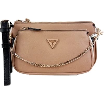 GUESS schoudertas handtas Noelle II Double Pouch Crossbody Bag Tan Multi Taupe