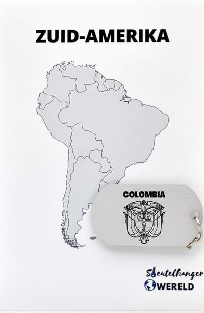 Colombia Sleutelhanger inclusief kaart – Colombia cadeau – beste land- Leuk kado voor je Vriend om te geven - 2.9 x 5.4CM