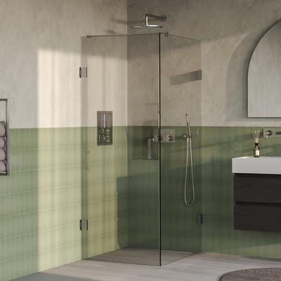 Brauer Void - Douchecabine met Draaideur - Helder Glas - 80x100x200 cm - incl. Glascoating - PVD RVS-Kleurig Geborsteld