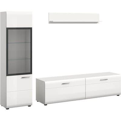 Moderne 3-delige woonkast - Vitrine-kast en wandkast - Compact design - 220x160x41cm
