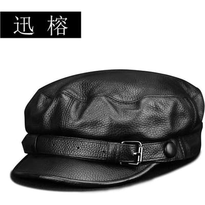 100% Echt Leer Newsboy Pet | Retro Britse Unisex Platte Klep Vintage Mode L 56-57cm gray