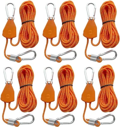 Set van 6 Reflecterende Tentlijnen van 4 m, 4 mm - Lichtgewicht Camping Touw met Spanner en Haken voor Tent en Zeil