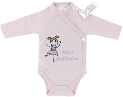 VIB® - Overslag romper 'Mini Ballerina' rose smoke (0-3 m) - Babykleertjes - romper - rompertjes - rompertjes met tekst - baby cadeau - baby aankondiging - overslagromper
