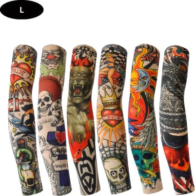 Livano Tattoo Sleeve - Voor Volwassenen - Mouw - Tatoeage - Arm Warmer - Zonbescherming - UV Beschermend - 6 Stuks - Maat L