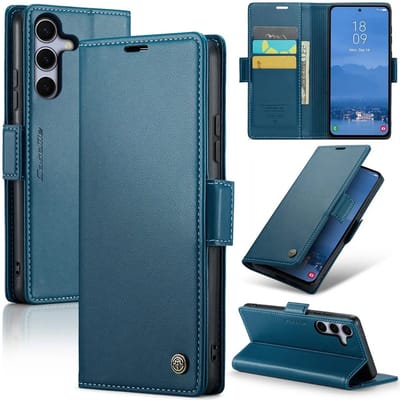 Hoesje geschikt voor Samsung Galaxy S25 Plus - CASEME Litchi Texture Book Wallet Case - Blauw