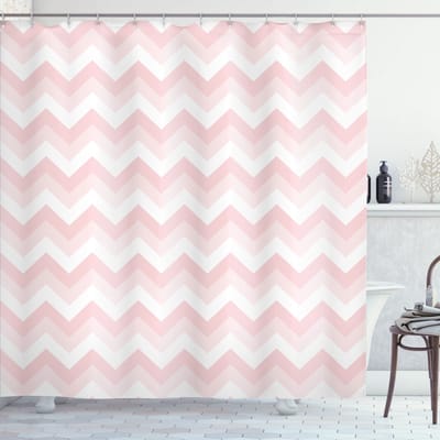 New Bed, Roze Zigzag Chevron Grunge Douchegordijn Badkamer Decor Set met Haakjes, 175 cm B 240 cm L