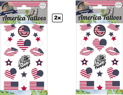 24x Tattoos USA - nep tatoo - Festival landen Amerika thema feest fun plakplaatjes V.S.
