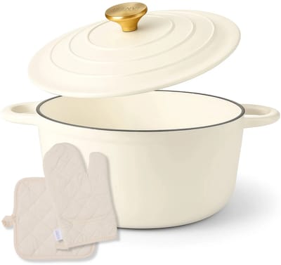 Byron gietijzeren braadpan 28 CM - Met deksel, pannenlap en ovenwant