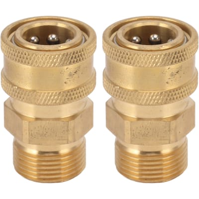 2 stuks Puur Koper M22 Hogedrukreiniger Fitting Adapter 3/8 Inch NPT Vrouwelijk naar M22 Mannelijk Adapter beige