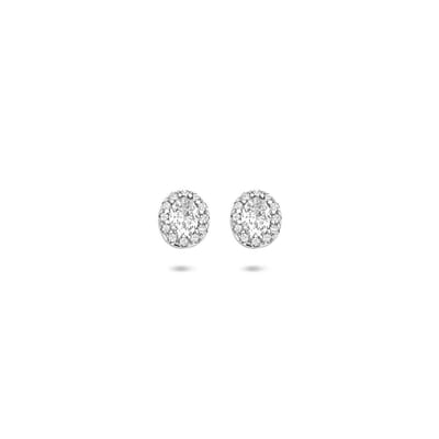 Zilveren gerhodineerde oorknoppen zirkonia 6 mm - 1341121