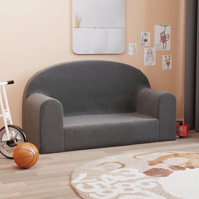 Kinderbank - Zachte Pluche Bank - Lezen en Spelen - Afneembare Hoes - 84 x 34 x 45 cm - Antraciet