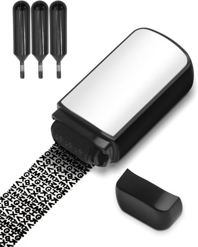 Vertrouwelijke Roller Stempel - Privacy Stempel Anti-Diefstal - Gegevens Verbergen - 16mm Brede Roller - 3 Vullingen - Wit/Zwart