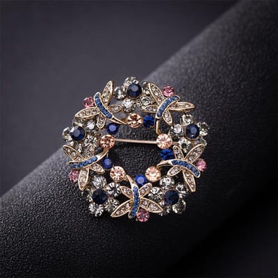 Broche en strass de couleur couronne de tempérament exquis haut de gamme, broche en zircon incrusté creux