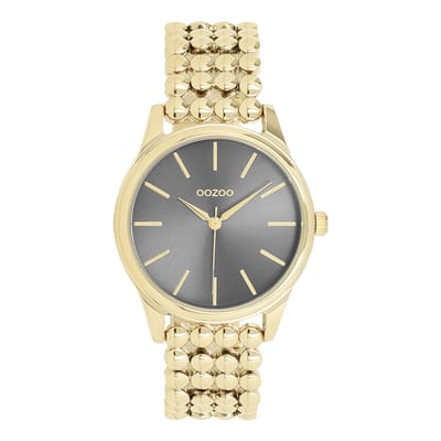 OOZOO Timepieces - Goudkleurige OOZOO horloge met bolletjes schakelarmband - C11674