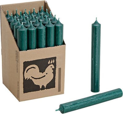 Hahn Dinerkaarsen - Donkergroen - 25x stuks - 18 cm - sfeer kaarsen - 7 branduren - kandelaar