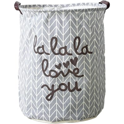 Panier à Linge Coton Lin Pliable Rond Sac de Rangement pour Vêtements Sales Panier à Linge Pliant pour grise