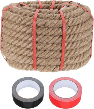 Jute touw 3,5 cm x 160 m, sterk gevlochten natuurlijk touw voor leuningen, tuinprojecten en nautische decoratie