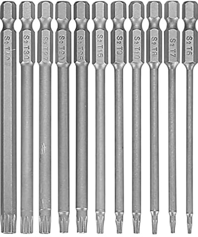 Torx Schroevendraaierset met Lange Magnetische Bits - 11 Stuks T6-T40