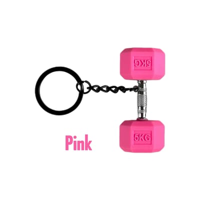 Ensemble de mini-porte-clés haltères avec anneau de fitness en silicone, thème sport, fermeture à anneau amovible, matériau PVC – Cadeau idéal pour les fêtes et Noël rose