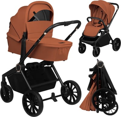 Lionelo Mika Plus Kinderwagen 2 in 1 – Vanaf geboorte tot 22 kg – Combi met reiswieg & zitje – All-terrain wielen + vering – XXL kap UPF50+ – 90 cm ligvlak – Omkeerbaar zitje – Compact inklapbaar – Complete accessoireset