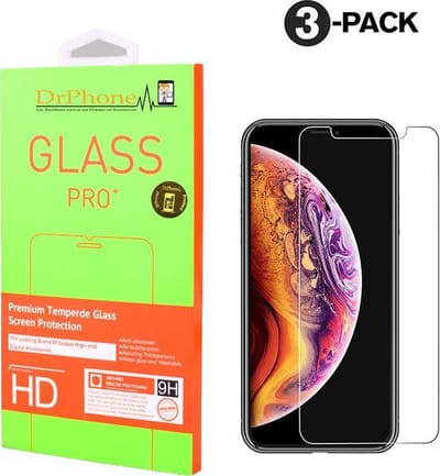 DrPhone 3x Glazen Screen protector - Tempered Glass 2.5D 9H (0.26mm) - Geschikt voor iOS XS Max/11 Pro Max