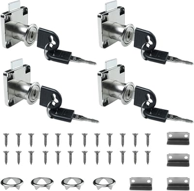 Veiligheidsslot voor Meubels - 4 Sets van 22mm Cam Locks met Sleutel voor Kasten, Laden en Meubels - Roestvrijstalen Beveiliging voor Extra Bescherming