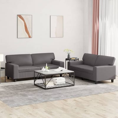 vidaXL - 2-delige - Loungeset - kunstleer - grijs